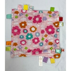 Bright Starts Taggies Lovey Blanket Pink Purple 11" Square Floral